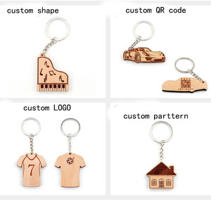 Vente en gros de cadeaux créatifs DIY, pendentif en bois gravé au laser, porte-clés en forme d'animal, porte-clés en bois DIY - Product Image 2