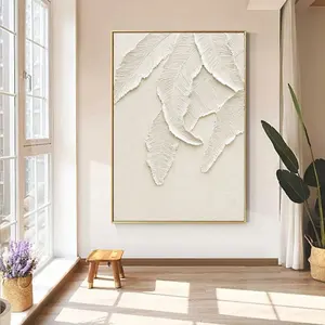 Картина маслом на холсте с абстрактными листами, 100% вручную, без рамки для гостиной