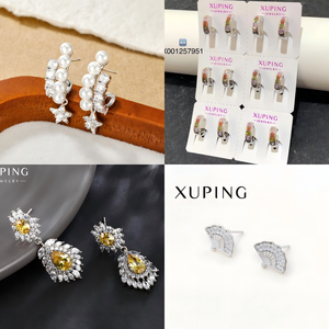 Collection de boucles d'oreilles de luxe XUPING, plaquées or, <span class=keywords><strong>double</strong></span> cœur, grandes boucles d'oreilles à zircon, boucles d'oreilles glamour pour femmes, boucles d'oreilles de soirée - Product Image 4