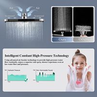 Ensemble de douche simple de style américain noir mat, pomme de douche à main pressurisée à 3 fonctions, économiseur d'eau, arroseur de 12 pouces