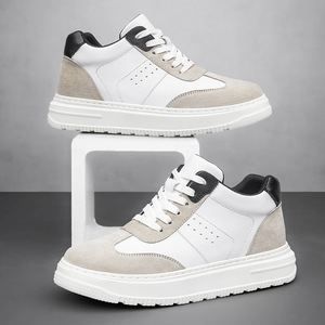 <b>Men's</b> <b>White</b> Sneakers 8cm Invisible Height Increase Spring <b>Casual</b> Breathable Dad <b>Shoes</b> <b>for</b> Running Sports Mesh Lining - Product Image 2