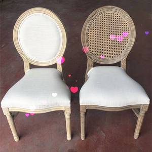 Chaise longue de luxe rembourrée, style Louis XV, en tissu beige, chaise d'hôtel, lot de <span class=keywords><strong>2</strong></span>, dossier en rotin, chaise de café - Product Image 4