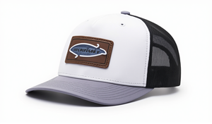 SY High Quality Custom Leather Patch Logo Classic 6 Panel <strong>Pre</strong>-Curved Brim Mesh Snap Back 112 Trucker Fashionable Summer - Product Image 5