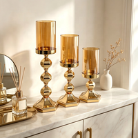 Porte-bougie Hurricane, élégant chandelier à tige haute, bougie pilier en option, taille et finition personnalisables pour table de mariage et décoration intérieure