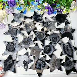 Commercio all'ingrosso stella a forma di cristallo nero gemma nera sardonice agata di cristallo Druzy stelle di guarigione <span class=keywords><strong>pietra</strong></span> per la decorazione - Product Image 1