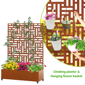 <span class=keywords><strong>Grand</strong></span> <span class=keywords><strong>bac</strong></span> <span class=keywords><strong>à</strong></span> plantes classique en fer avec cadre de clôture pour plantes grimpantes et vignes, <span class=keywords><strong>bac</strong></span> <span class=keywords><strong>à</strong></span> jardin <span class=keywords><strong>sur</strong></span>élevé galvanisé <span class=keywords><strong>sur</strong></span> <span class=keywords><strong>roulettes</strong></span> pour le sol - Product Image 3
