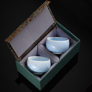 <b>Ice</b> Crystal Glaze <b>Master</b> Cup Teacup Set Ceramic Gift Box Business Gifts Traditional Chinese Design Heat Resistant - Product Image 1