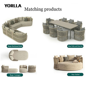 Ensemble de canapé d'angle en forme de <span class=keywords><strong>L</strong></span> en corde tressée de luxe moderne pour <span class=keywords><strong>l</strong></span>'extérieur, canapé de jardin pour villa, hôtel, patio - Product Image 5