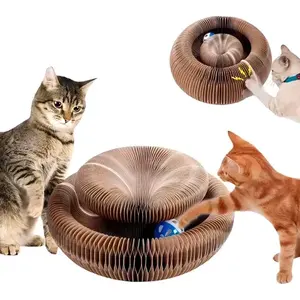 Rascador para Gatos Plegable y Portátil con Diseño Minimalista para Gatos de Interior, Hecho de Cartón Resistente, Estructura de 1 Nivel, Sol - Product Image 3