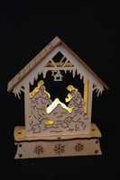 Crèche en bois pré-éclairée pour Noël, lumière LED blanc chaud, décoration de Noël, nouvelle, alimentée par piles