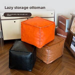 Sgabello contenitore in pelle cerata per soggiorno, ideale per persone che apprezzano il comfort, per riporre <span class=keywords><strong>vestiti</strong></span>, trapunte e oggetti vari, utilizzabile anche come seduta. - Product Image 2