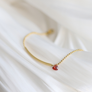 Wholesale Unisex Stainless Steel 18K Gold Plated Classic Fashion <b>Bracelet</b> <b>Red</b> Heart Charm Claw Setting Zircon Anniversary Gifts - Product Image 3