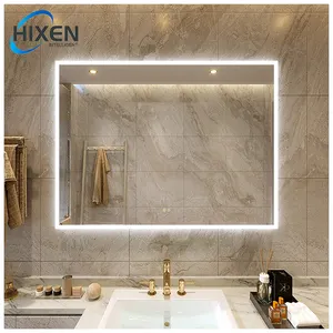 Kaca kamar mandi LED pintar, cermin kamar mandi dengan lampu led dan bluetooth untuk hotel