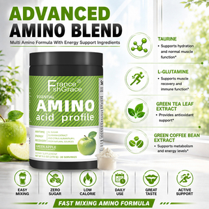 Fabricant OEM de suppléments d'acides aminés Shecome avec Guarana pour la concentration et la récupération musculaire, poudre d'acides aminés saveur pomme verte - Product Image 4