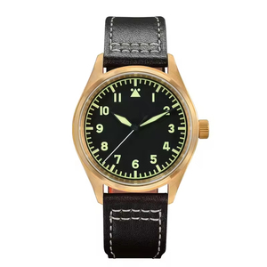 นาฬิกาข้อมือผู้ชายแบบอัตโนมัติ รุ่นนักบิน กระจกแซฟไฟร์ ตัวเรือนทองสัมฤทธิ์ กันน้ำ 20atm ระบบกลไก NH35 สไตล์วินเทจ <span class=keywords><strong>ราคา</strong></span>โรงงานขายส่ง รับผลิตตามสั่ง - Product Image 2