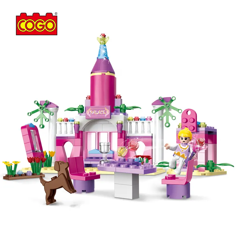COGO 178 PCS थोक शैक्षिक आपूर्ति लड़कियों खेलने सेट राजकुमारी महल एबीएस प्लास्टिक ईंटें बिल्डिंग ब्लॉक्स खिलौने बच्चों के लिए