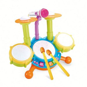 Multi-Functional Toddler Kids Jazz Plastic Musical Instrument Electronic Organ <b>Drum</b> Set Music Toy With Microphone Light - Product Image 5