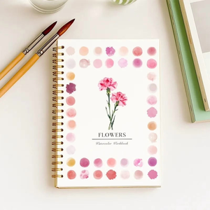Quaderno di esercizi per l'apprendimento dell'acquerello con fiori, kit fai da te per disegno e artigianato per principianti, libro di pittura per bambini - Product Image 1