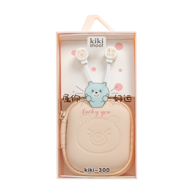KIKI-300 Wholesale Small In-ear Earbuds 3.5MM Wire Music Earphones Cute Kawaii Case Cable Headphones Wired Headsets for Girls