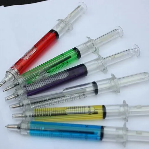 Promotional gifts customized logo hospital doctor nurse pens medical syringe pens with liquid