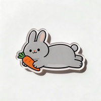 Joli Aimant de Réfrigérateur en Acrylique Lapin Gris Kawaii avec Carotte Dessin Animé, Décoration Magnétique pour Réfrigérateur, Cadeau de Cuisine