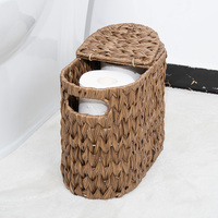 Panier de rangement en rotin tressé à la main avec couvercle, bacs de rangement en plastique, organisateur de rangement pour la lessive, la salle de bain, la chambre à coucher