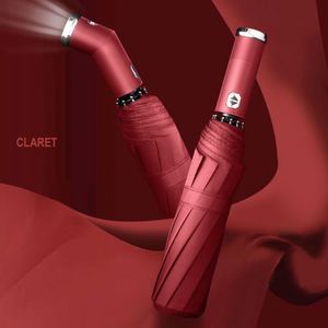 Fashion Heavy Duty Big Waterproof <b>Umbrella</b> Promotion Auto Open <b>Large</b> Uv Double Layer Fabric Windproof LED Flashlight <b>Umbrella</b> - Product Image 4