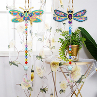 Meilleur vendeur bricolage libellule pendentif Double face diamant peinture porte-clés avec pendentifs arts et artisanat cadeaux sympas