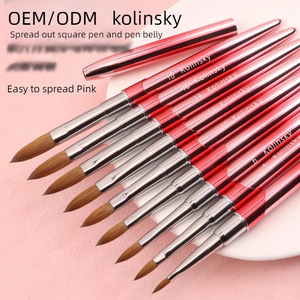 Pinceau à ongles en poils de Kolinsky 100% pour poudre acrylique, logo personnalisé, manche en métal, pinceau à ongles professionnel pour salon de beauté, manucure - Product Image 2