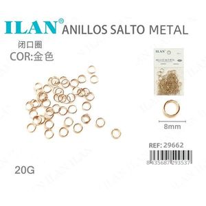 Anelli a cerchio ILLAN da 8 mm in metallo dorato chiuso per la creazione di gioielli - Product Image 4