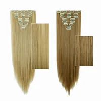 Ready to ship 24" 8 pieces set 18 clip ins Long Silky Straight heat resistant synthetic hair clip on extensions