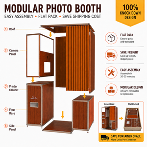 Easy Assembly Modular <strong>Photo</strong> Booth Portable Selfie <strong>Box</strong> Flat Pack Photobooth With Printer Wooden <strong>Photo</strong> Booth - Product Image 1