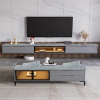 Salon moderne de luxe Meuble TV et table basse Mobilier de maison Ensemble table centrale en bois et support TV