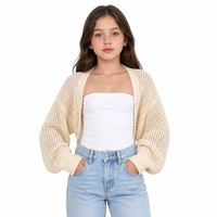 Cardigan Enfant Personnalisé avec LOGO, Tricoté au Crochet, Creux, Manches Longues, Col Rond, Couleur Unie, Décontracté, Hiver, Acrylique, Usine OEM & ODM