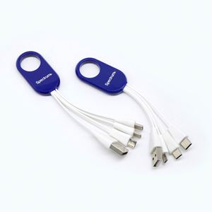 Custom Advertising Logo Fast Charging Cord Nylon Braided Led 4 in 1 Multi Charger <b>Cable</b> <b>USB</b> Portable Keychain Charger <b>Cable</b> - Product Image 2