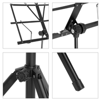 Aksesori instrumen musik lipat, dudukan musik logam desain Tripod tugas berat bingkai baja hitam dapat disesuaikan