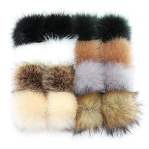 Venta al por mayor 12cm 15cm Rosa Gris Blanco Colores mezclados Pompones de piel sintética Snap on Fluffy Vegan Fur Ball Desmontable Pompones de piel sintética - Product Image 5