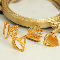Anillos de piedra Natural de diseño abierto grueso ancho de acero inoxidable de alta calidad Punk para mujeres y hombres, joyería de moda de fiesta impermeable