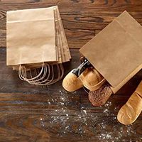 Sacs en papier kraft personnalisés avec poignées - Emballage alimentaire pour boulangerie, café, plats à emporter et restaurants, sacs pour achats de fêtes et cadeaux