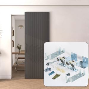 Kit de quincaillerie moderne WEKIS en acier pour porte coulissante dissimulée, système de rail pour porte coulissante extérieure, chambre, cuisine, avec vis - Product Image 2