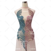 Argent vert cristal mélange couleur deux couleurs double couleur strass corsage robe applique corps patch