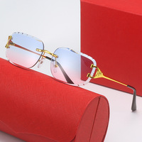 Lunettes de soleil carrées sans monture Kaji, style diamant taillé, pour femmes, tendance européenne et américaine, populaires sur les réseaux sociaux, style streetwear, photographie, à la mode