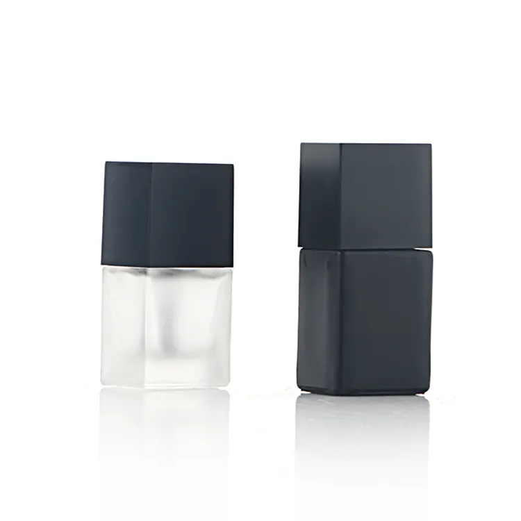 Carré 9ml 10ml personnalisé Offre Spéciale verre transparent noir bouteille vide de vernis à ongles Gel UV bouteille de vernis à ongles avec brosse
