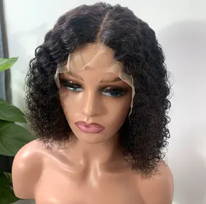 Huge Stock Lace Front Short Curly Bob Jerry Curly Wig Virgin Human Hair JC Wig With 13*4 Swiss Lace Front