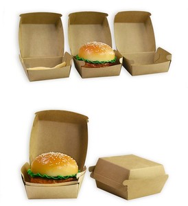Kotak <span class=keywords><strong>Burger</strong></span> Kertas Kraft Sekali Pakai Grosir Desain Clamshell Anti Minyak Kemasan Makanan Cepat Saji Hamburger untuk Dibawa Pulang - Product Image 6