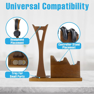 Support multifonctionnel pour écouteurs de bureau en bois pour <span class=keywords><strong>AirPods</strong></span> MAX Controller Headphone Display Stand - Product Image 2