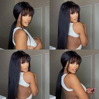Pelo brasileño 13x4 13x6 HD Swiss Lace Frontal Bang pelucas SDD hueso recto Natural cabello humano peluca con flecos