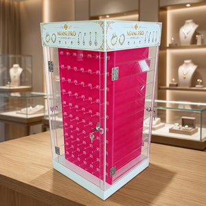 Vetrina Espositiva per Gioielli <span class=keywords><strong>Miami</strong></span> Pro con Illuminazione a LED, Base Girevole e Armadietto Verticale in Acrilico con 10 Ripiani per Uso Interno - Product Image 2