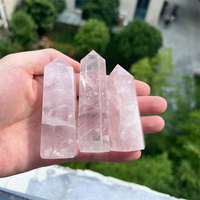 Pointe de baguette en cristal Rose naturel, tour de Quartz Rose pour la guérison