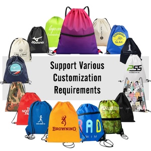 Sac à dos de sport en polyester 210D personnalisable en gros, sac de voyage, sac à cordon pour chaussures, motif de lettres avec logo personnalisé - Product Image 2